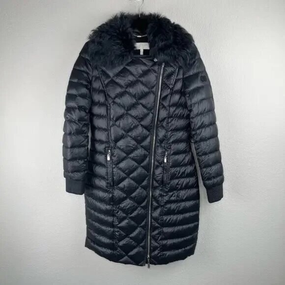 RARE Escada Sport Genuine Fur/Shearling Biker Down Puffer Jacket Coat EU 36 US 6 - Picture 4 of 16